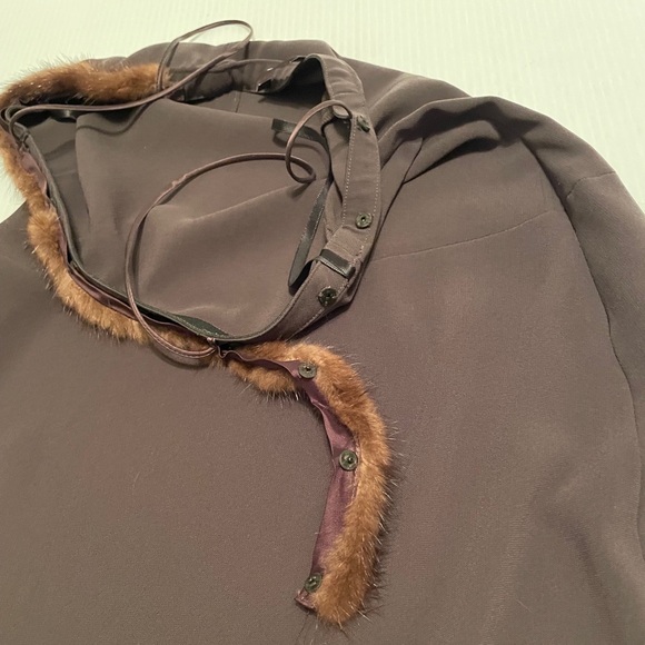 Tahari Striking Mink trimmed Spaghetti Strap Dress - Picture 8 of 13